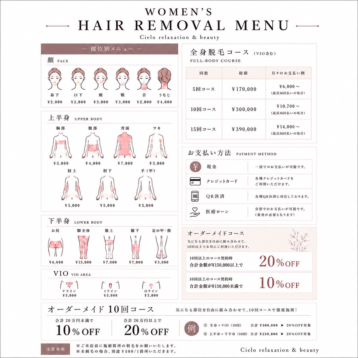 女性用メニュー