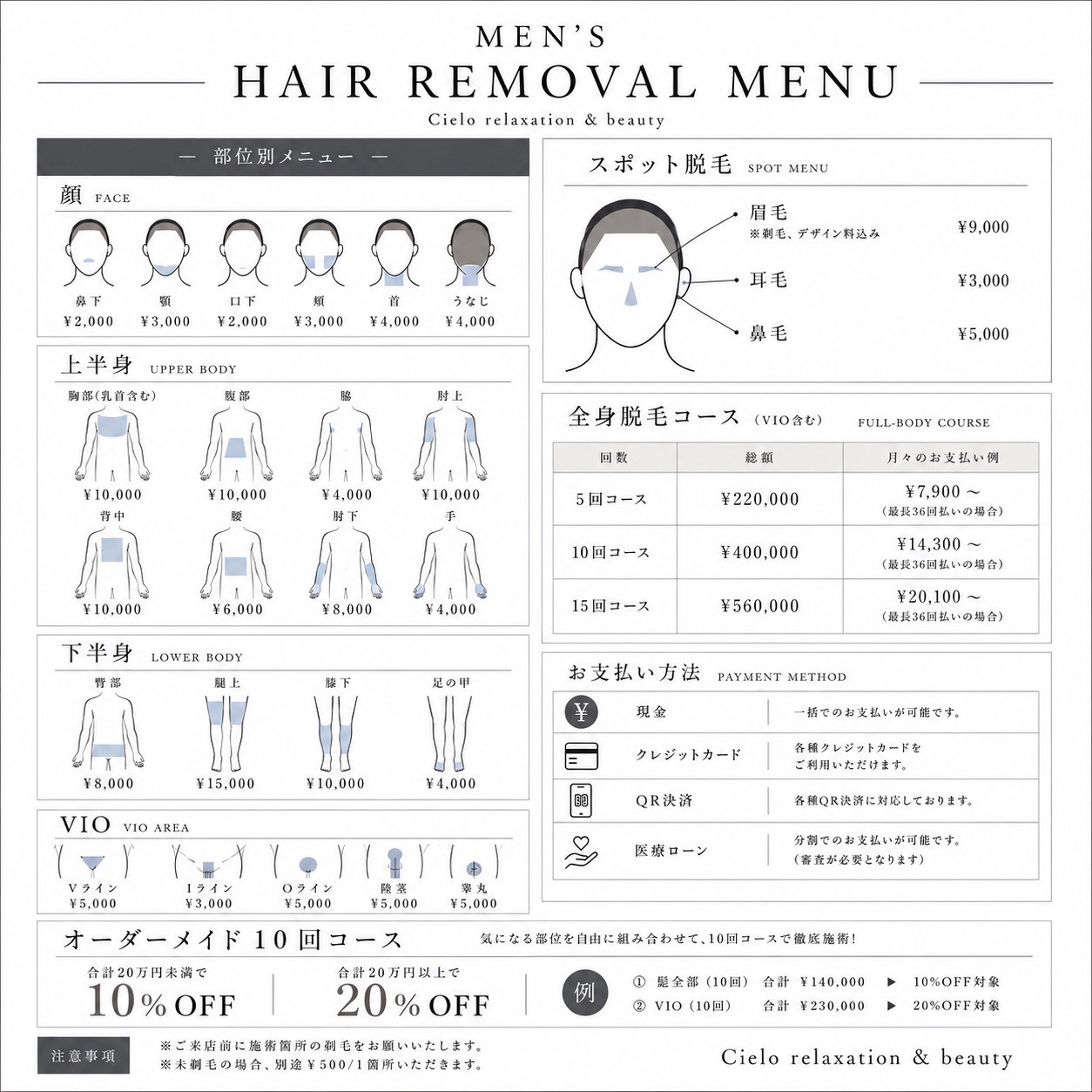 男性用メニュー